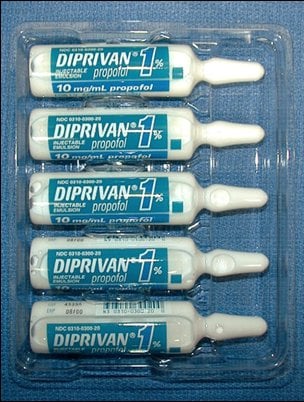 Vials of propofol